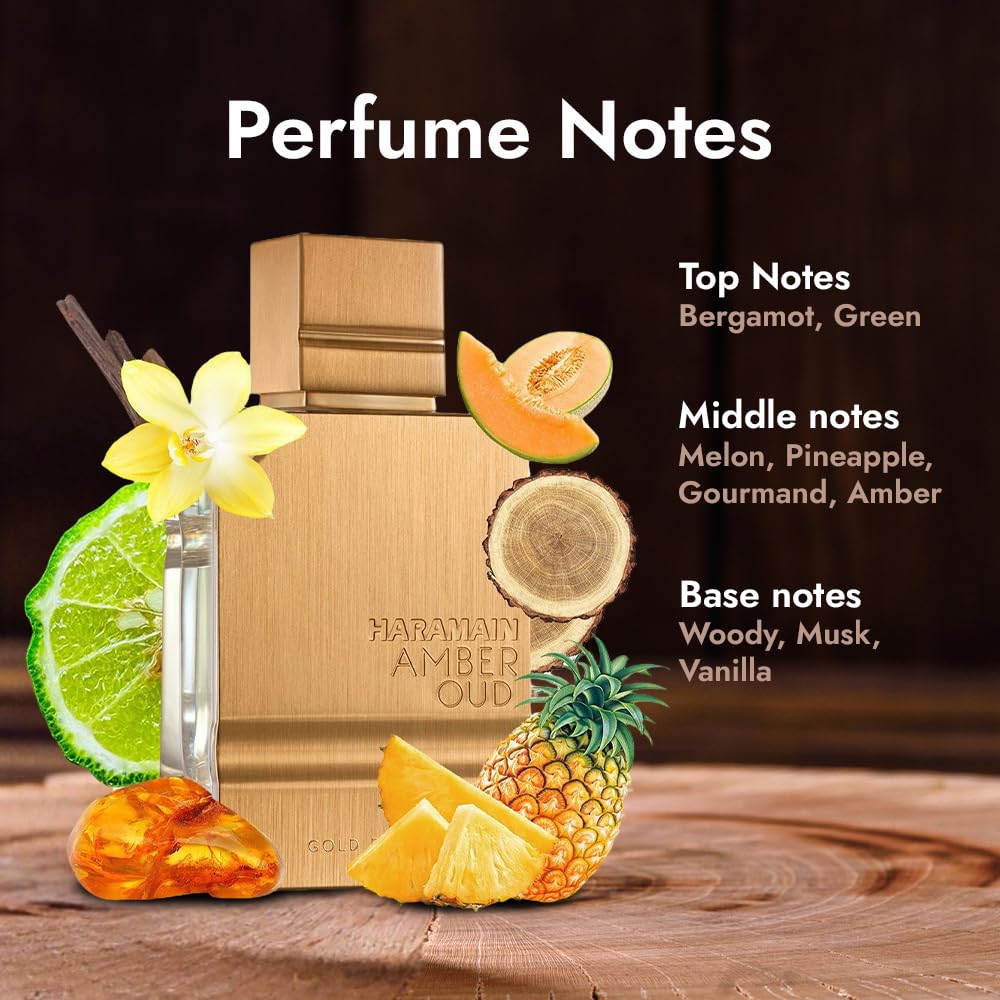 Al Haramain Amber Oud Gold Edition EDP 60ml - Arabian Perfume with Tropical Amber & Melon, 12H Long Lasting, WhatsApp Scent Atlas Access
